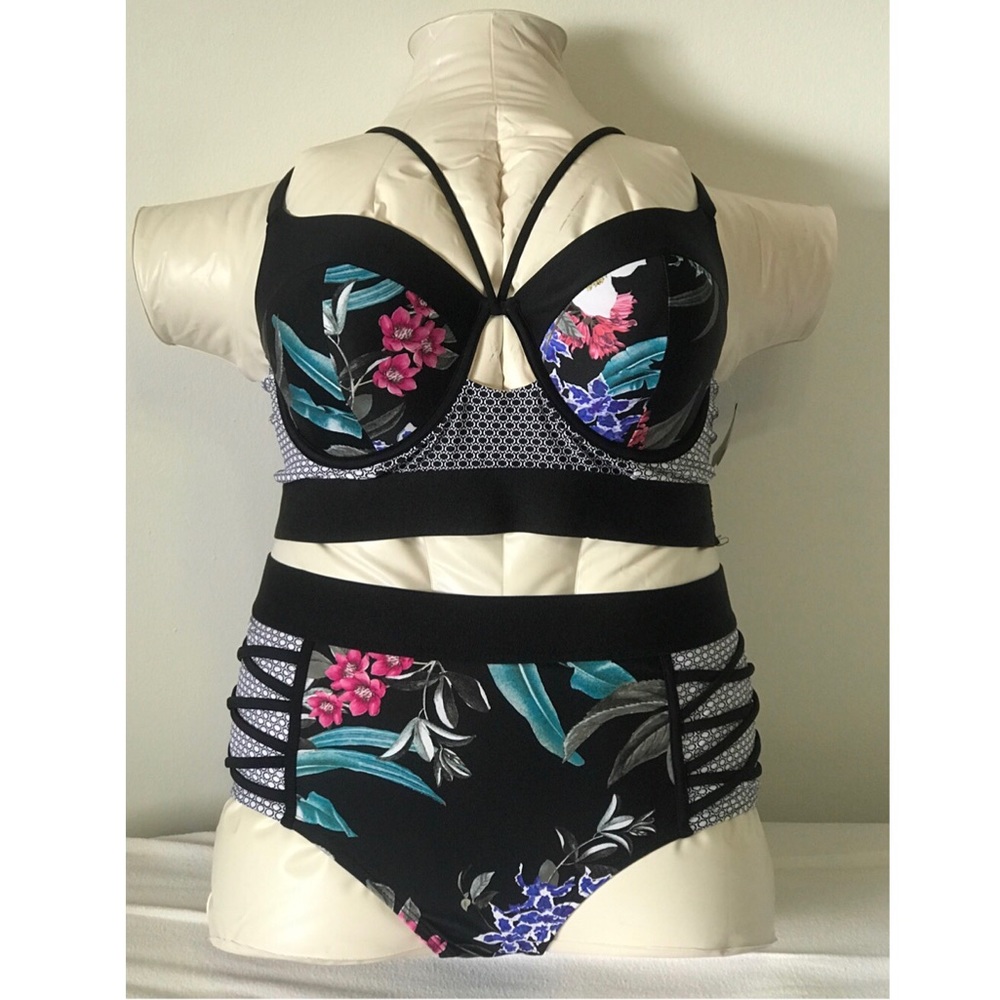 Cacique Long-Line Bikini Top and High-waist Brief